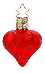 Small Heart-Dots - Red Matt<br>Inge-glas Ornament